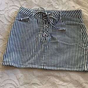 PacSun Blue and White Striped Mini Skirt